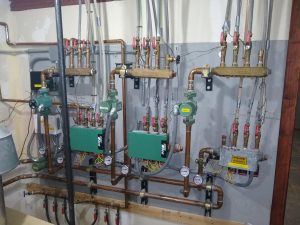 Boiler Installation - Showing Pipes with Gauges and Valves