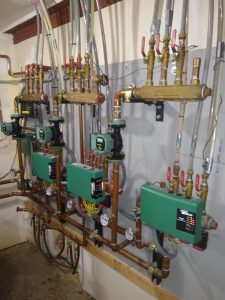 Close up of boiler pipes and valves