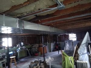newly installed ducts and vents from the side