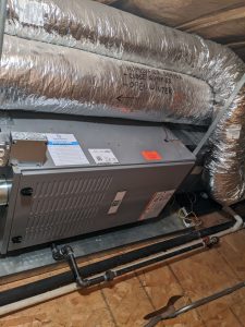 Furnace and Ductwork in Attic with instructions for summer/winter weather